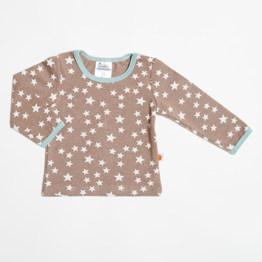 Langarm Baby T-shirt "Stars taupe"