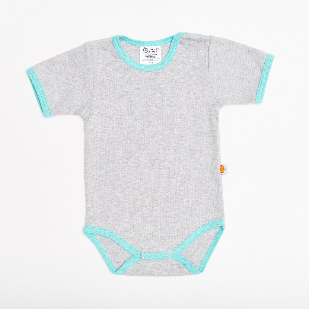Short-sleeve baby body "Grey/Mint"