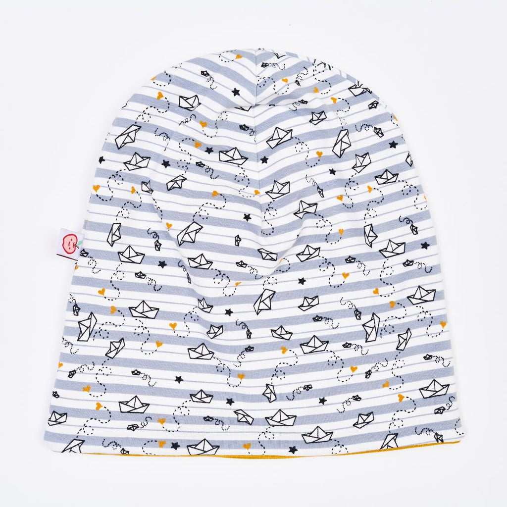 Beanie "My little golden Ship" made from 96% organic cotton and 4% elastane