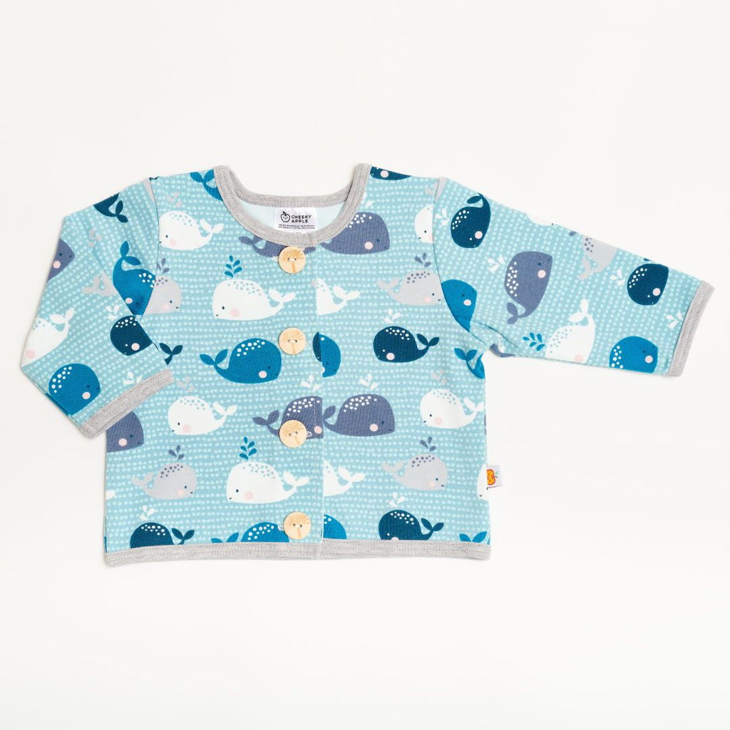 Lined baby jacket "Whales/Baby Blue"
