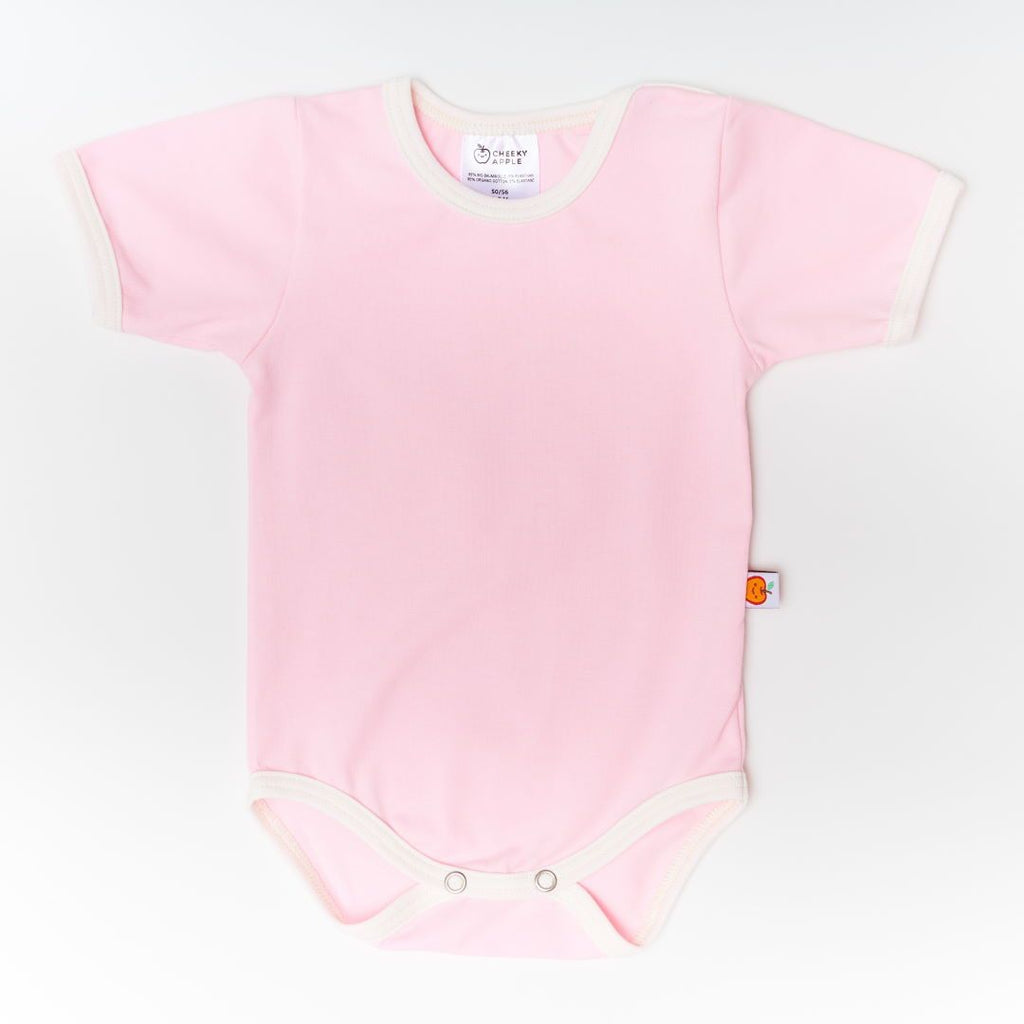Short-sleeve baby body "Light Pink/Ecru"