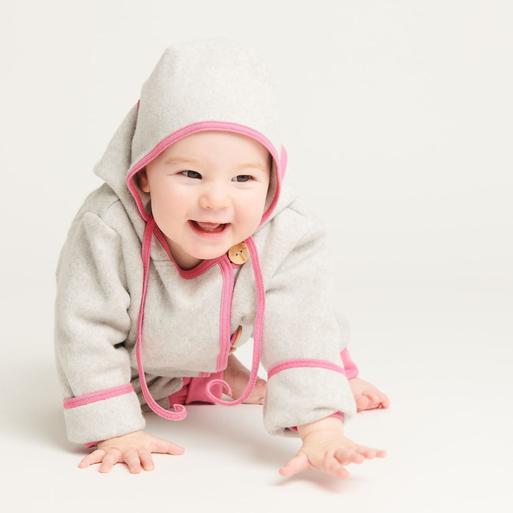 Fleece baby jacket "Fleece Grey/Pink" - Cheeky Apple