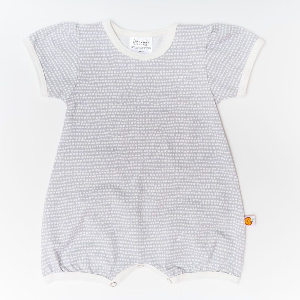 Short-sleeve Playsuit "Dotted Lines Grey/Ecru"
