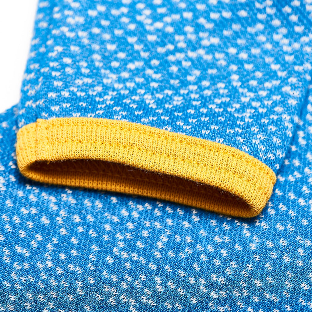 Bio Langarm Baby-Shirt "Dotties Blau/Senf" aus 100% Bio-Baumwolle