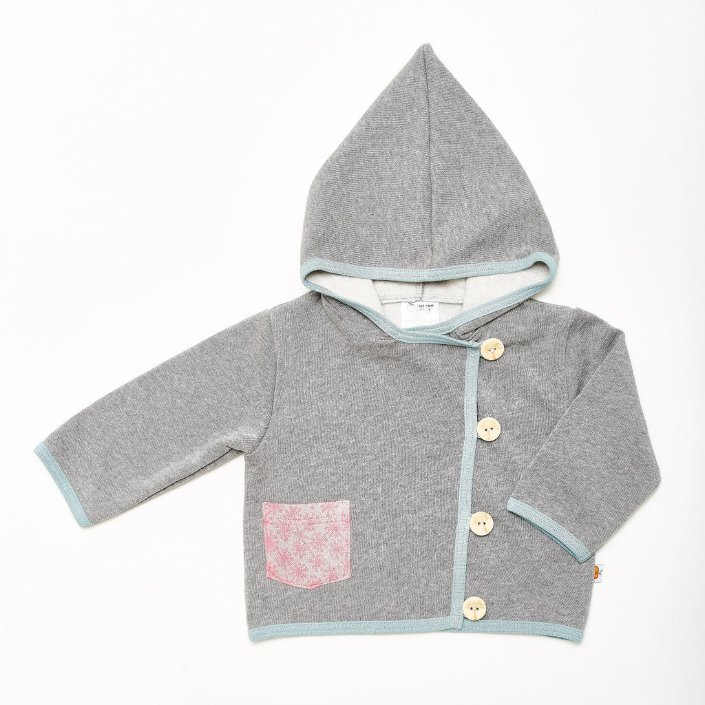Baby Hoodie Jacket "Sweat Grey/Dandelion Pink" - Cheeky Apple