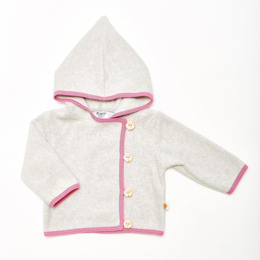Fleece baby jacket "Fleece Grey/Pink" - Cheeky Apple