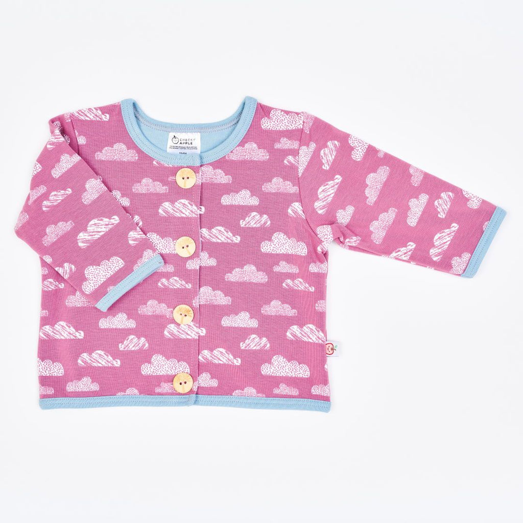 Organic lined baby jacket "Clouds Vintage Rose" made from 96% organic cotton and 4% elastane