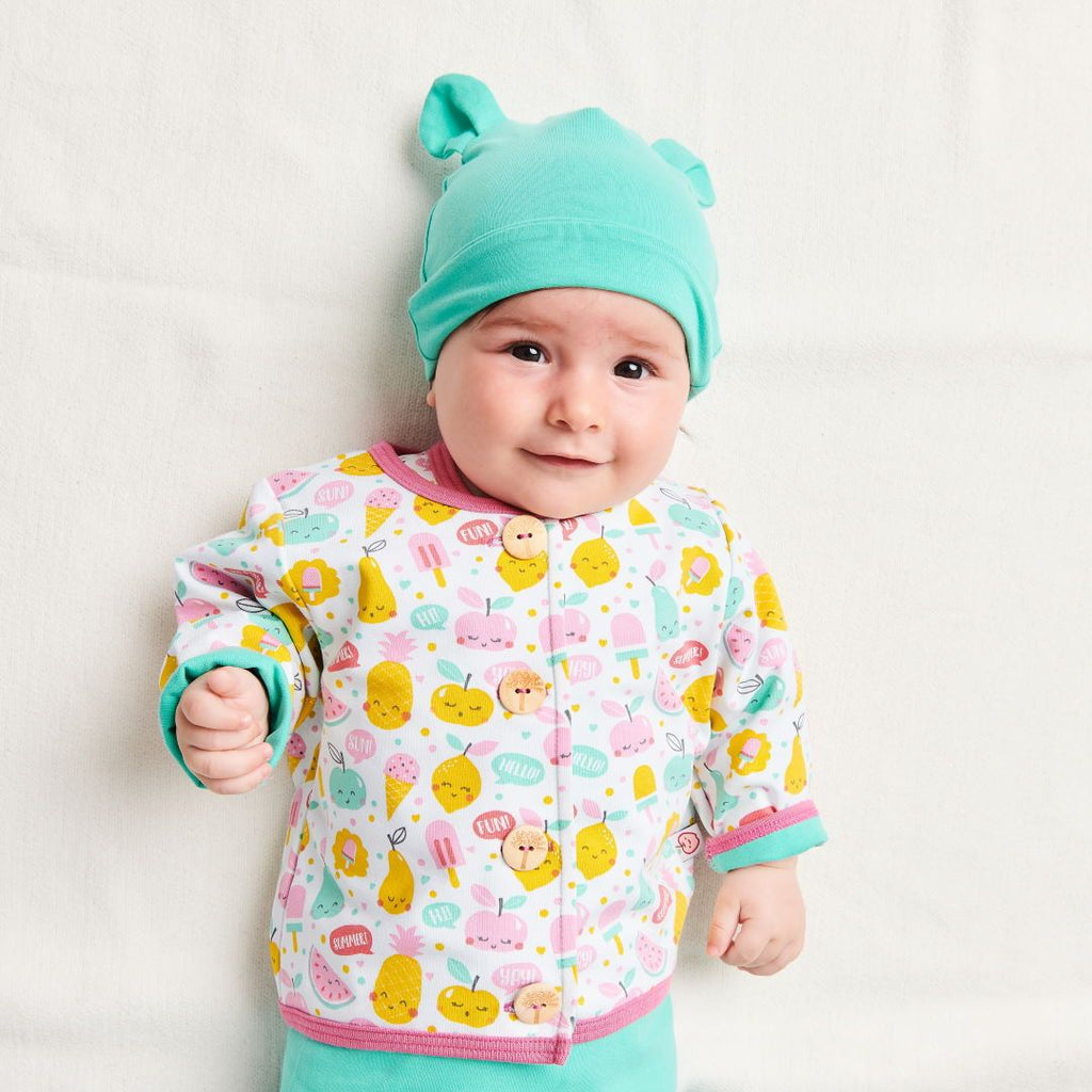 Organic lined baby jacket "Yummy" made from 96% organic cotton and 4% elastane