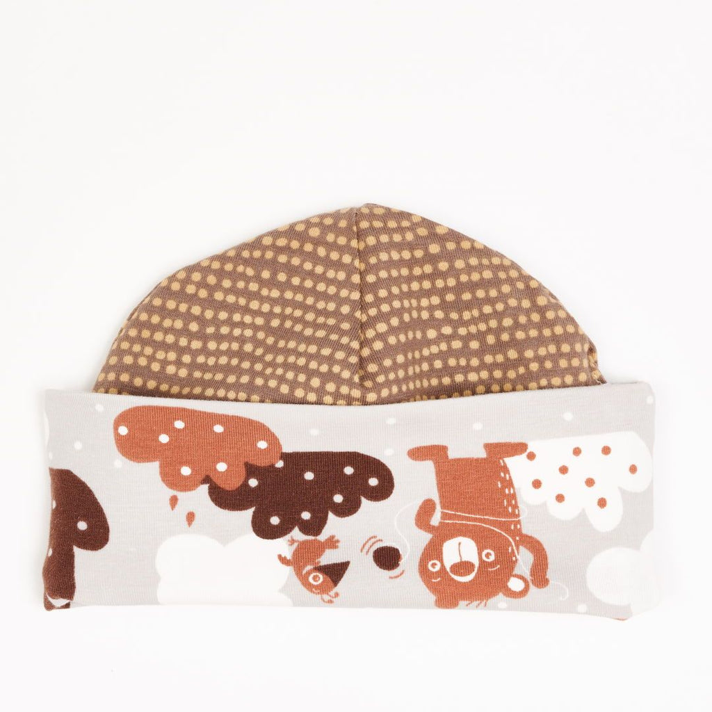 Lined baby hat "Yo-yo/Dotted Lines Taupe"