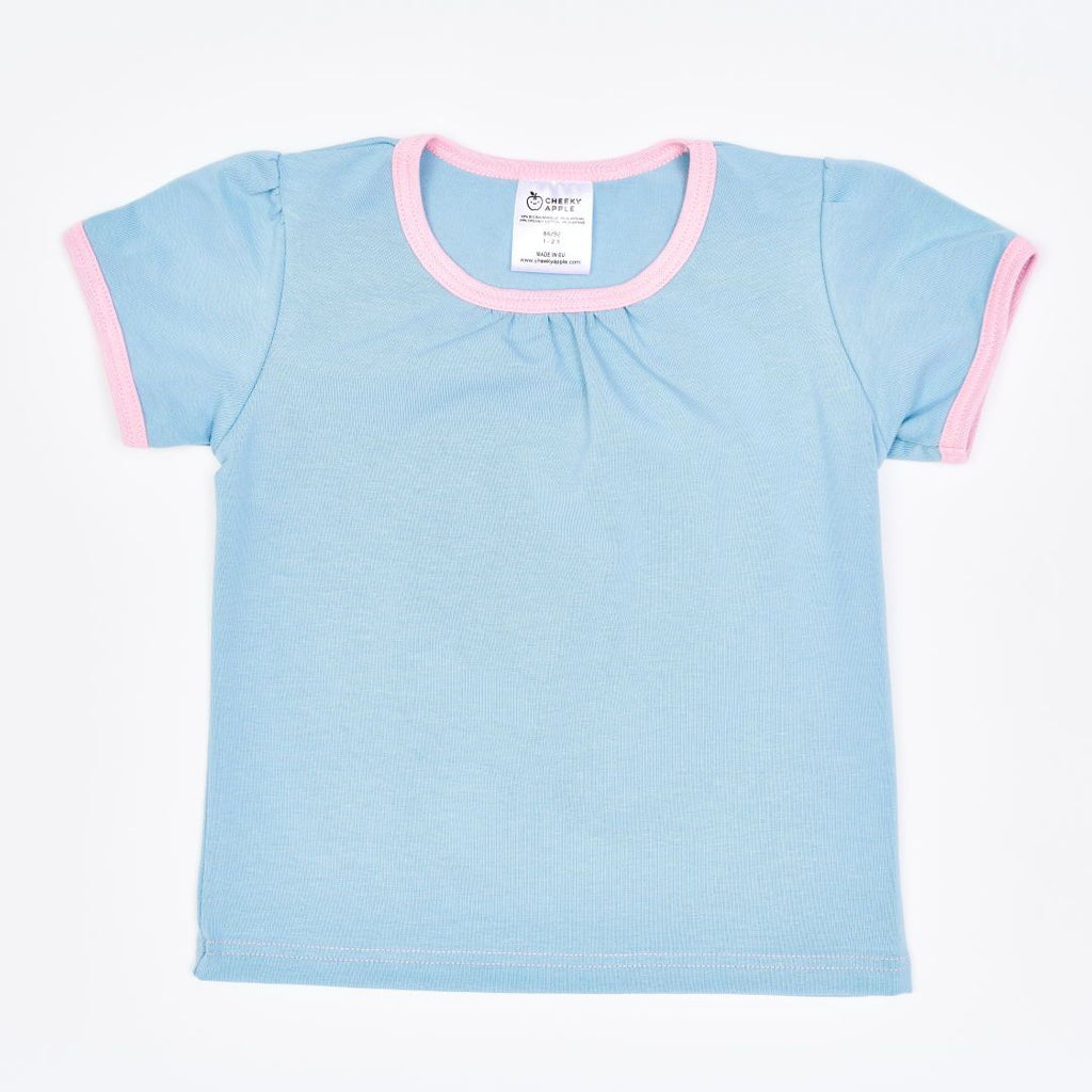 Organic girls shortsleeve top "Frost | Light Pink"  made from 97% organic cotton and 3% elastane