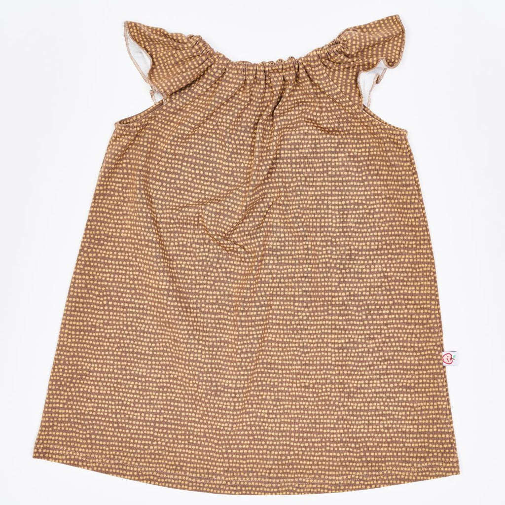 Organic a-line dress Dotted Lines Taupe"" made from 95% organic cotton and 5% elastane