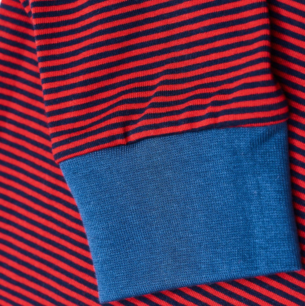 Organic cotton boys longsleeve top "Dark-blue & red Stripes|Indigo" mad from 95% organic cotton and 5% elasthane