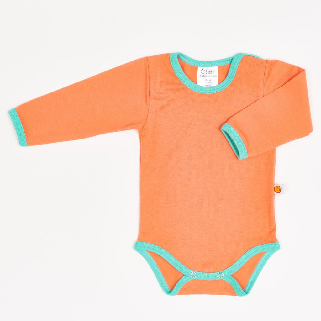 Long-sleeve baby body "Apricot/Mint"