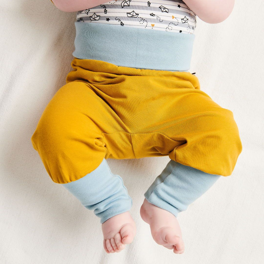 Organic rib pants "Jersey Ochre | Frost" made from 97% organic cotton and 3% elasthane