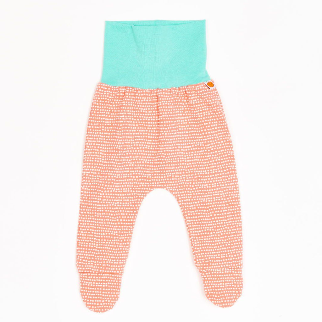 Footed pants "Dotted Lines Coral/Mint"
